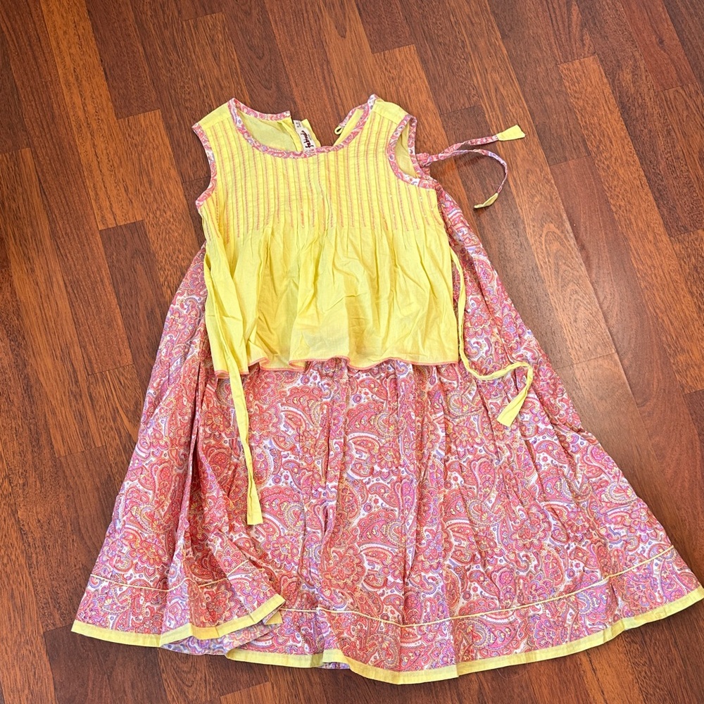 Vibrant Kids Yellow and Pink Paisley Dress Set